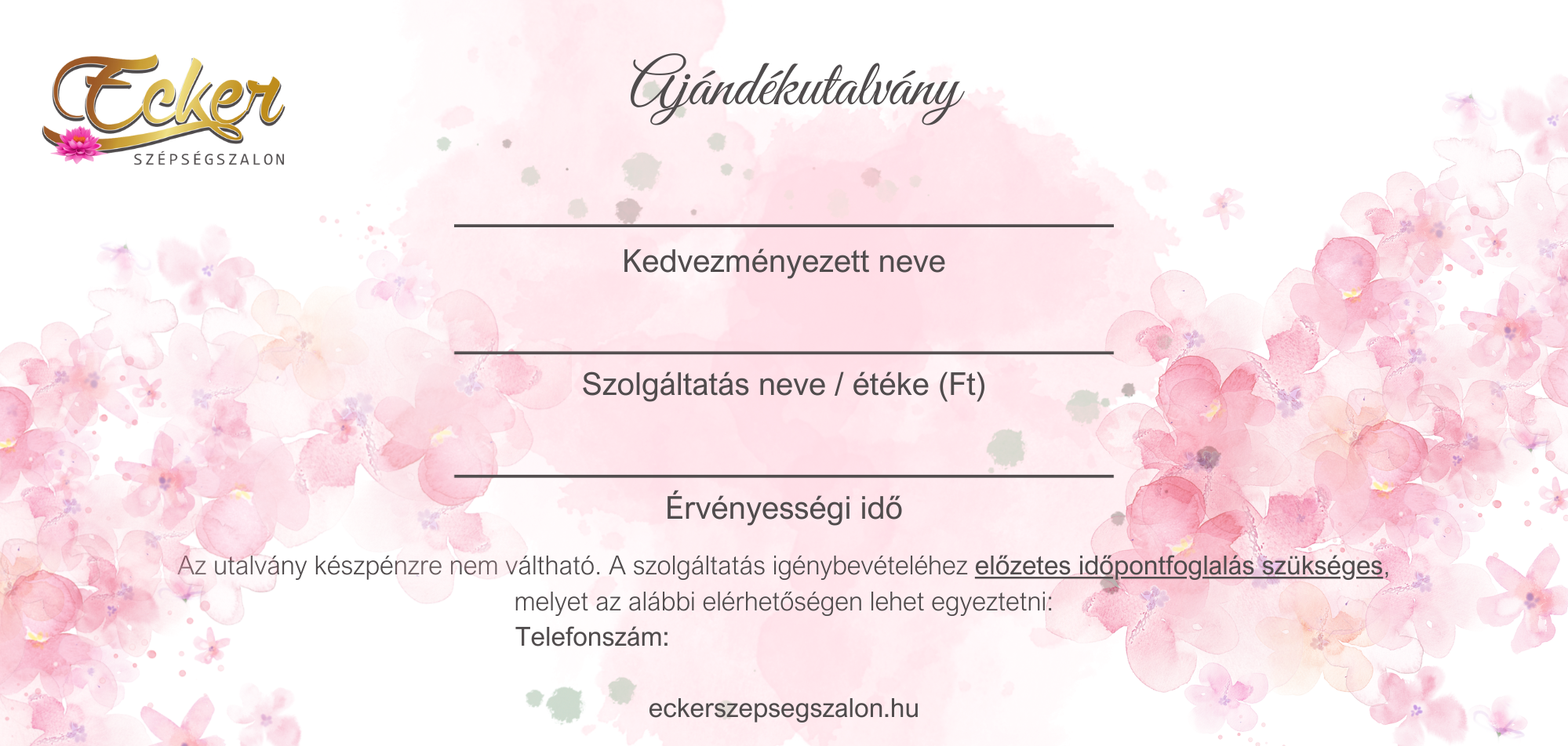 ecker szépségszalon ajándékutalvány